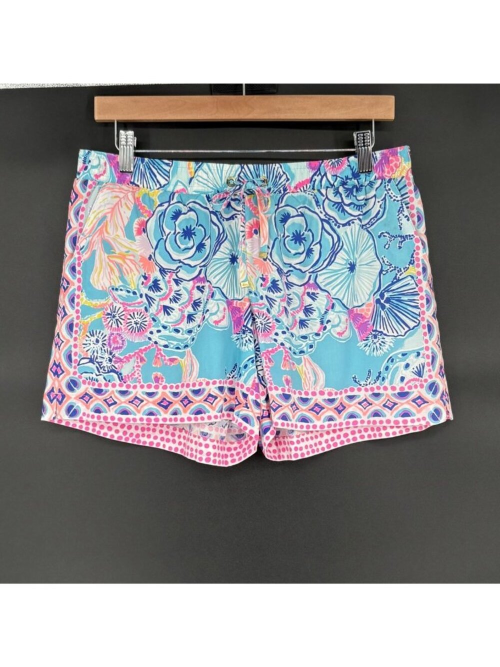 Lilly Pulitzer Katia Shorts Womens M Blue Pink Floral Resort Beach Preppy